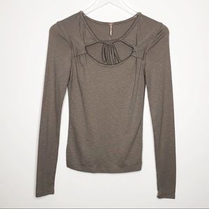 Free People | Light Brown Long Sleeve Tee Size XS